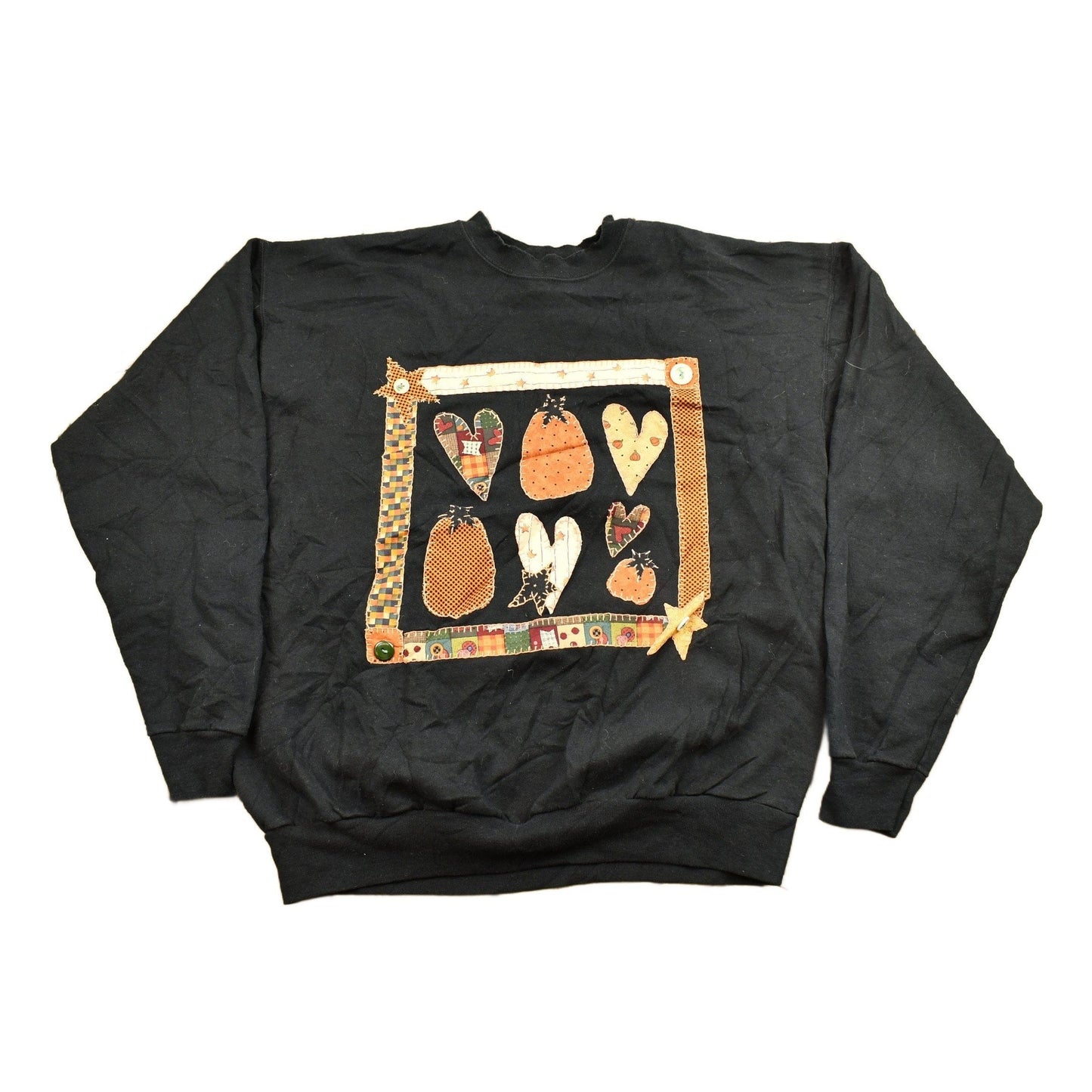 Vintage 1990s Cute Patchwork Crewneck Sweater Men's Large from propervintagecanada