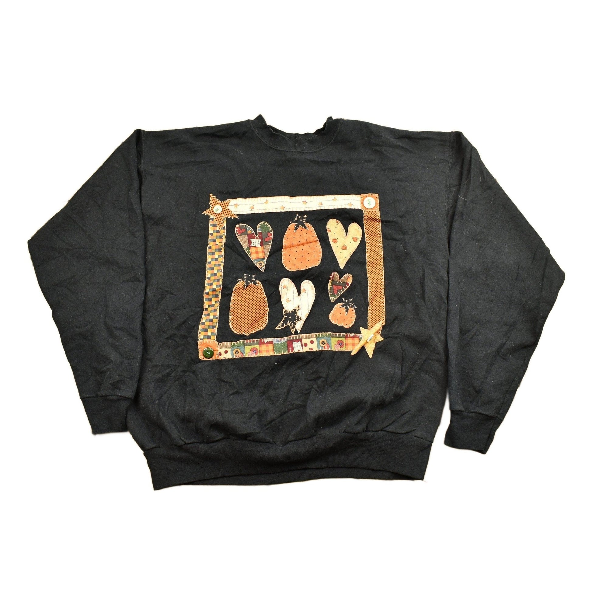 Vintage 1990s Cute Patchwork Crewneck Sweater Men's Large from propervintagecanada