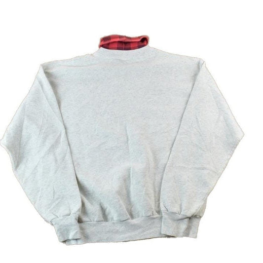 Vintage 1990s Cute Plaid Teddy Bear Embroidered Collared Crewneck Sweater Men's Large from propervintagecanada