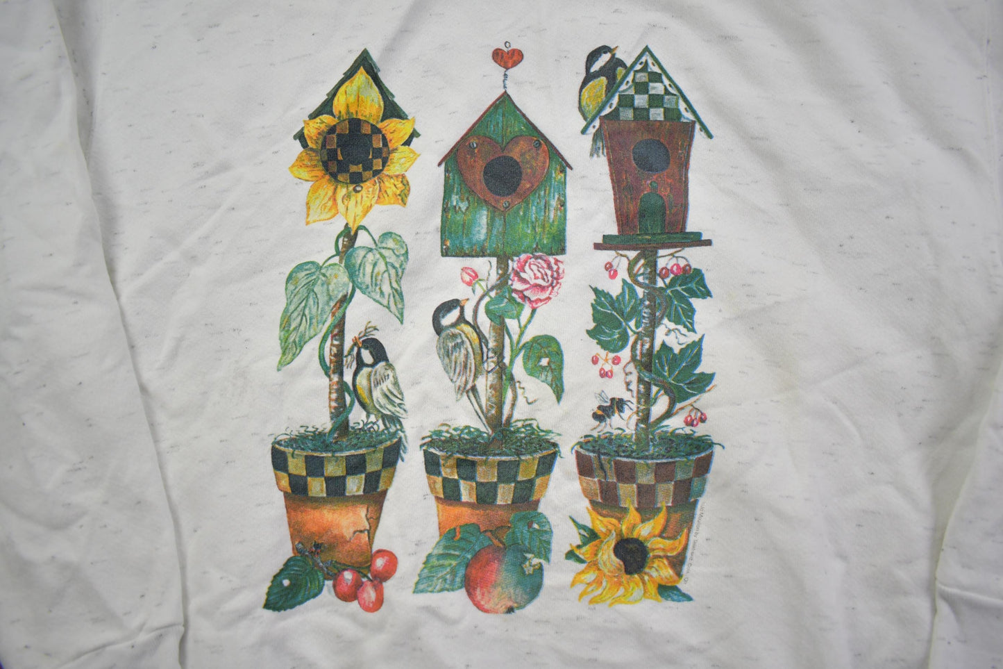 Vintage 1990s Cute Potted Plant Grandma Style Crewneck Sweater Men's XL from propervintagecanada