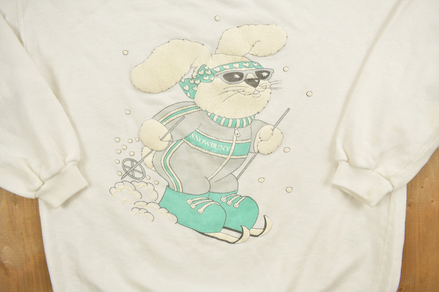 Vintage 1990s Cute Skiing Rabbit Crewneck Sweatshirt Women's Small from propervintagecanada