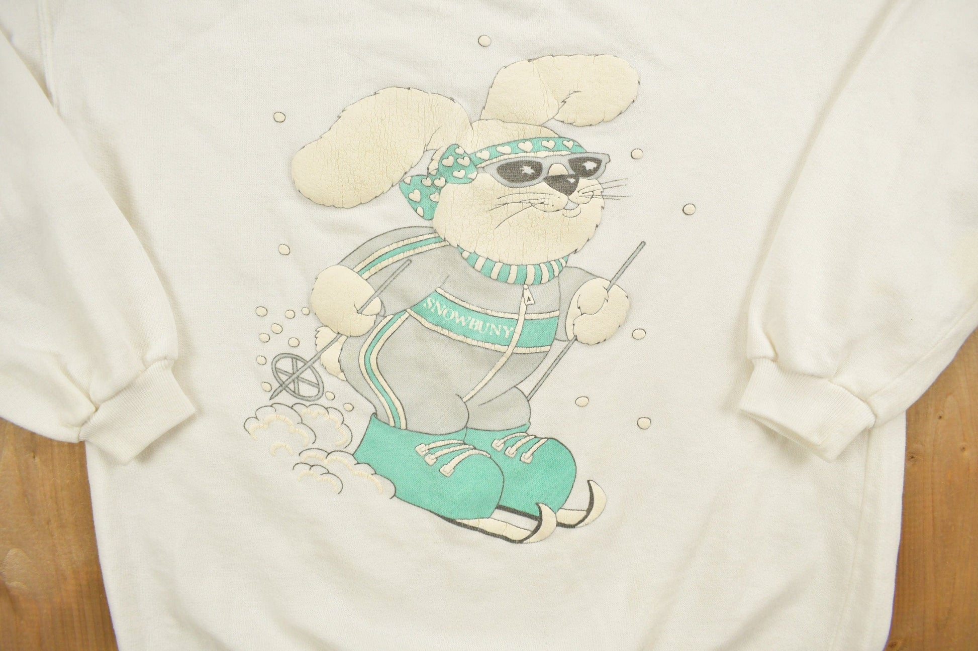 Vintage 1990s Cute Skiing Rabbit Crewneck Sweatshirt Women's Small from propervintagecanada