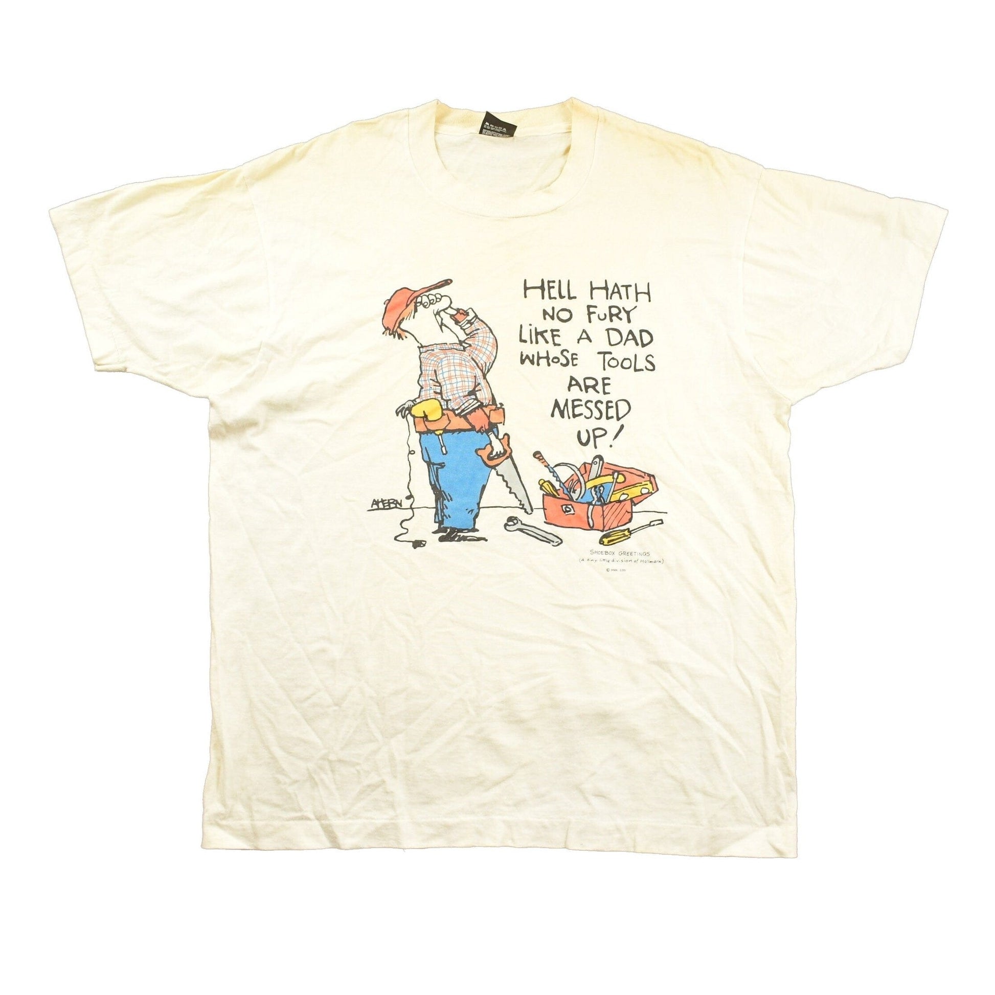 Vintage 1990s Dad's Tools Shoebox Greetings Hallmark Graphic T-Shirt Men's XL from propervintagecanada