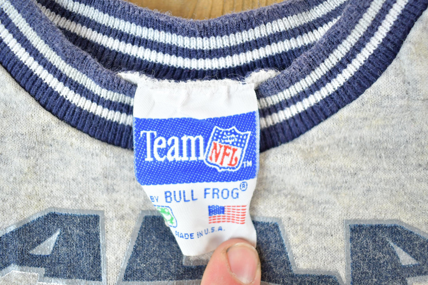 Vintage 1990s Dallas Cowboys AOP NFL Graphic Crewneck Sweater Youth S from propervintagecanada