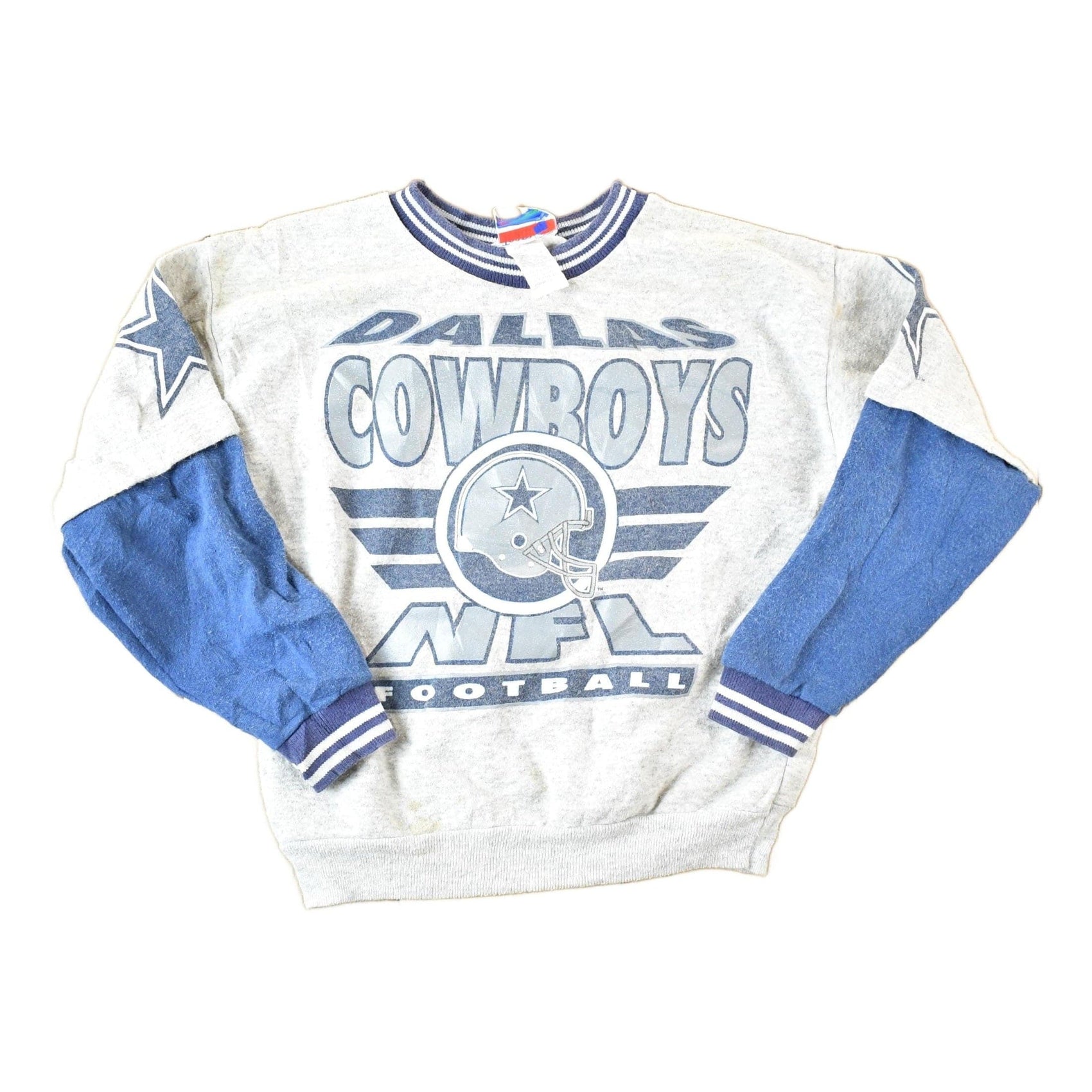 Vintage 1990s Dallas Cowboys AOP NFL Graphic Crewneck Sweater Youth S from propervintagecanada