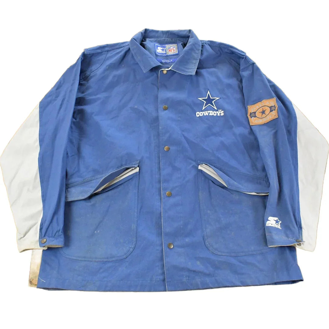 Vintage 1990s Dallas Cowboys Starter NFL Windbreaker Jacket Men's Large from propervintagecanada