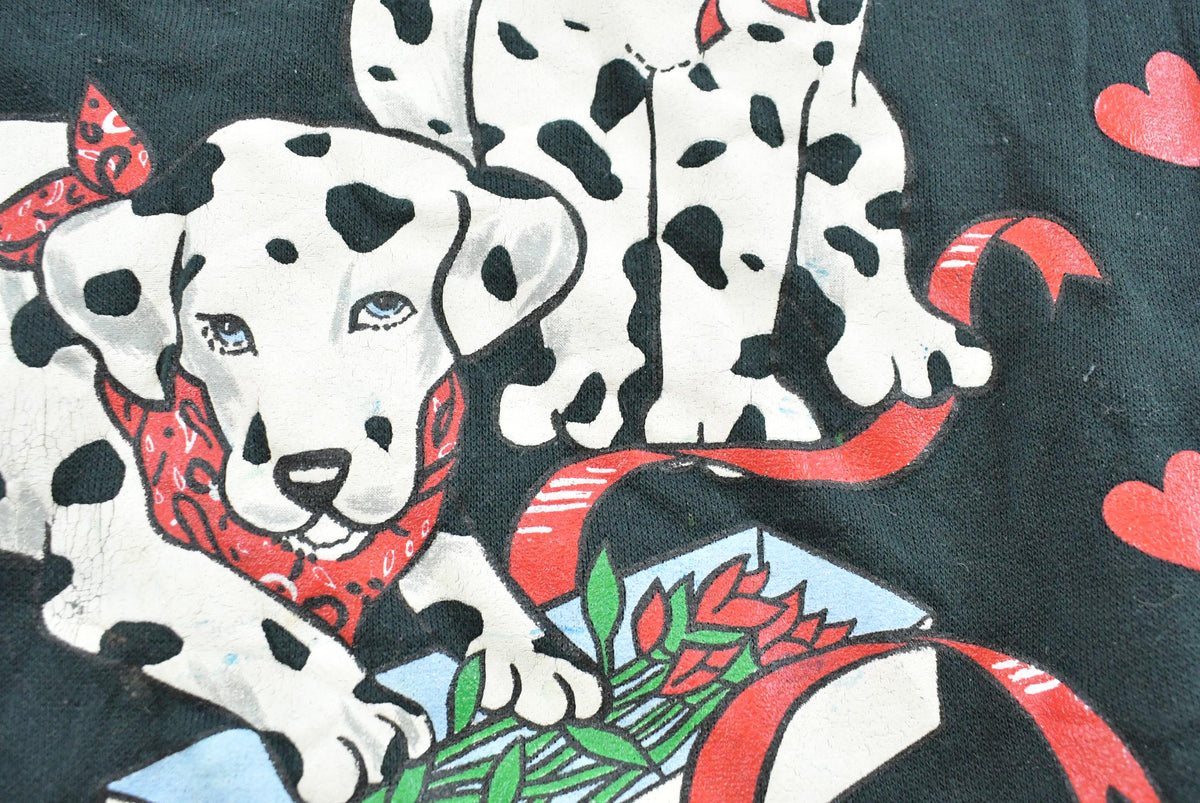 Vintage 1990s Dalmatians Valentines Hearts Turtleneck Sweatshirt Women's S from propervintagecanada