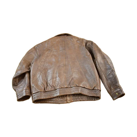 Vintage 1990s Danier Sport Brown Leather Bomber Jacket Size XL from propervintagecanada