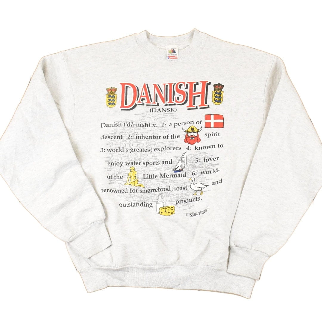 Vintage 1990s Danish Graphic Print Crewneck Sweatshirt Men's M from propervintagecanada