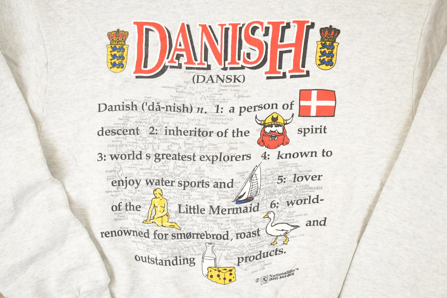 Vintage 1990s Danish Graphic Print Crewneck Sweatshirt Men's M from propervintagecanada