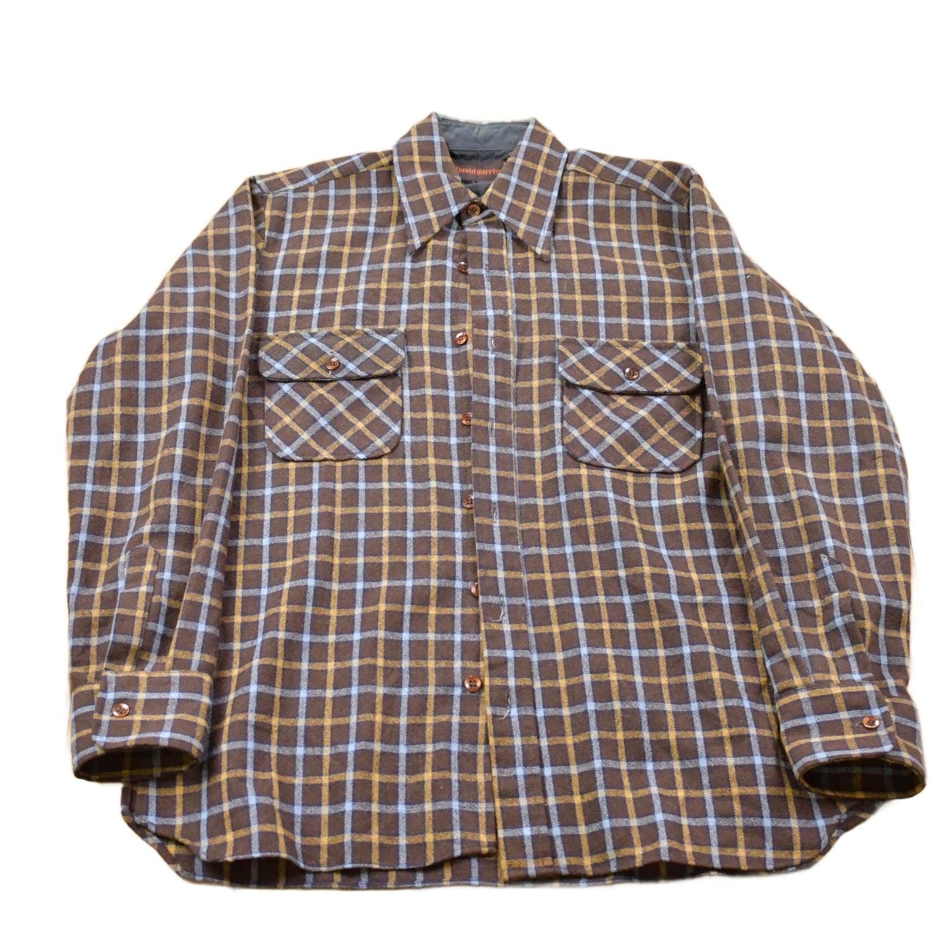 Vintage 1990s David Harrison Plaid Lined Button Up Shirt Men's Large from propervintagecanada