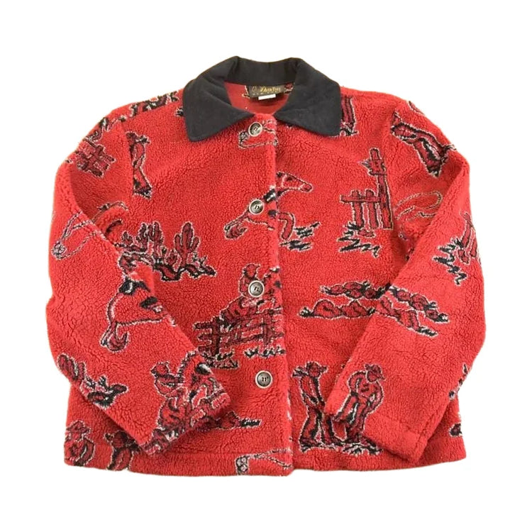 Vintage 1990s David Paul AOP Fleece Full Zip Sweater Women's S from propervintagecanada