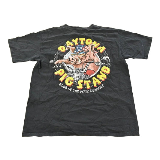 Vintage 1990s Daytona Beach Pig Stand Biker T-Shirt Men's Large from propervintagecanada