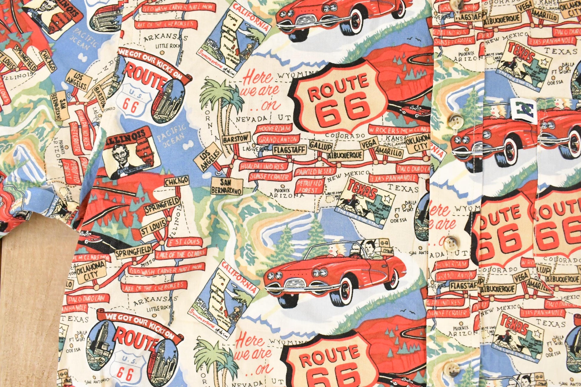 Vintage 1990s DC Cowboy Equipment AOP Route 66 Button Up Shirt Men's M from propervintagecanada
