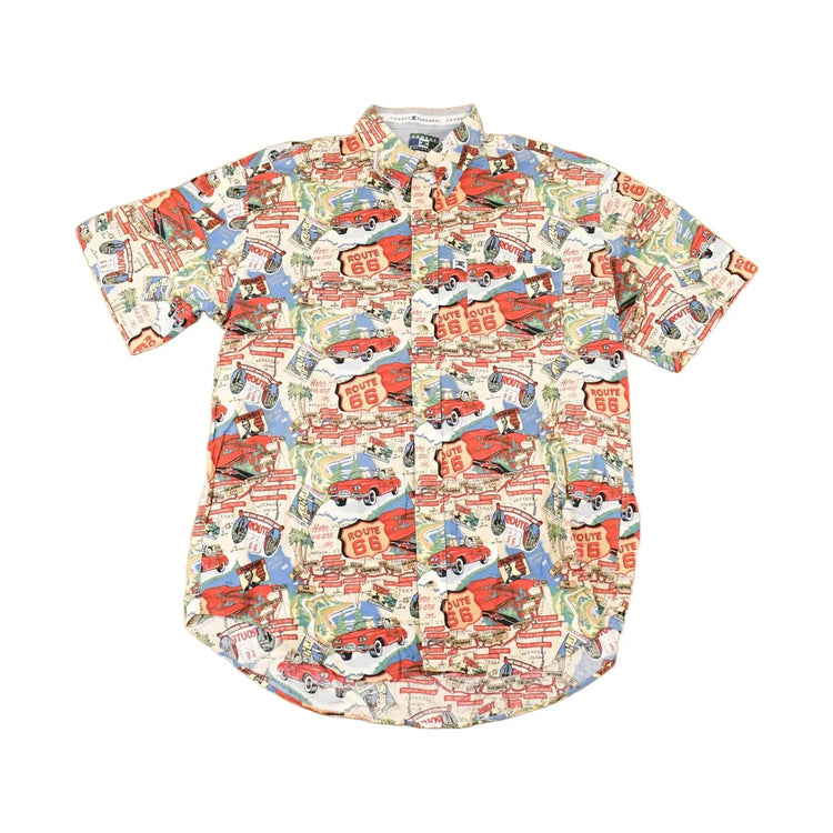 Vintage 1990s DC Cowboy Equipment AOP Route 66 Button Up Shirt Men's M from propervintagecanada