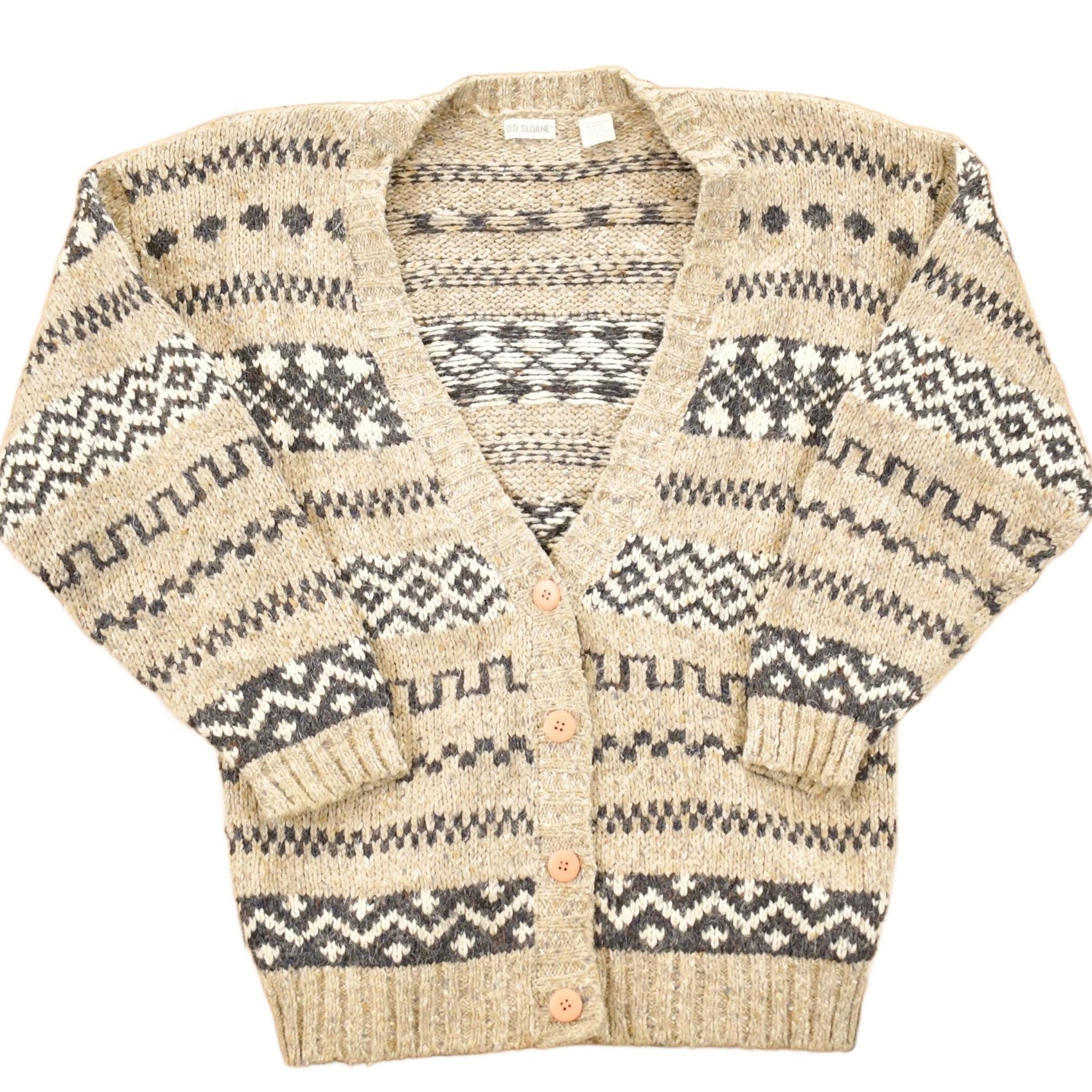 Vintage 1990s DD Sloan Abstract Knit Cardigan Sweater Women's S from propervintagecanada