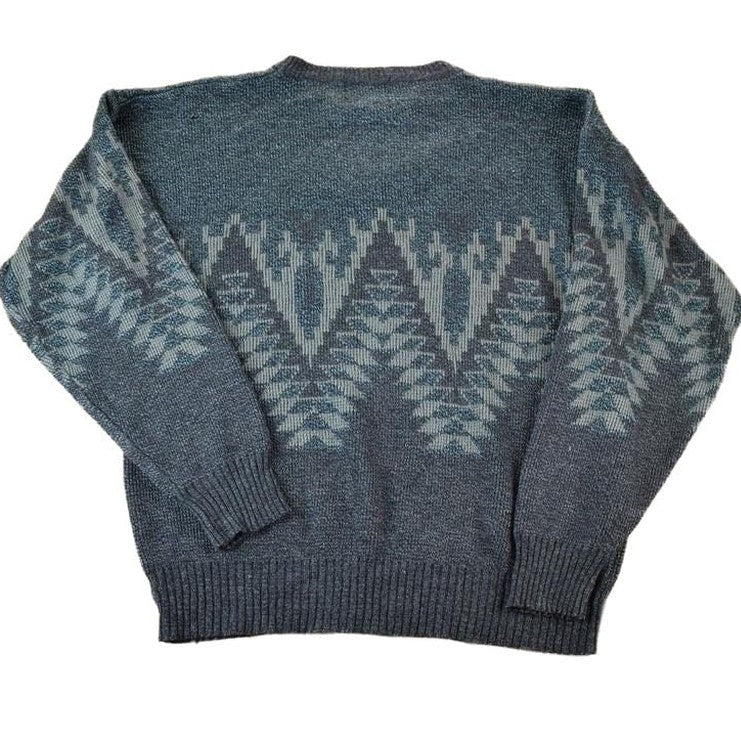 Vintage 1990s De Sonos Knit Abstract Pattern Crewneck Sweater Men's Large from propervintagecanada