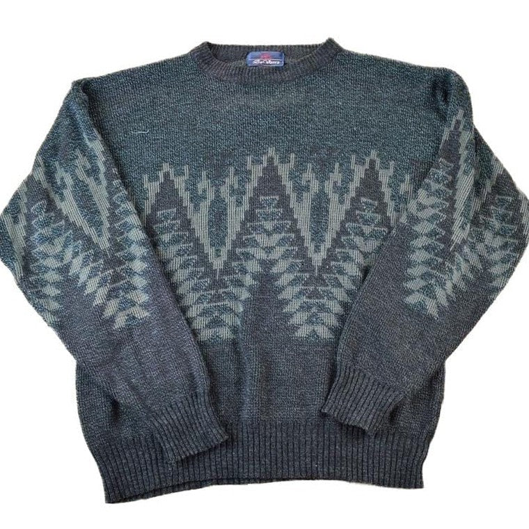 Vintage 1990s De Sonos Knit Abstract Pattern Crewneck Sweater Men's Large from propervintagecanada