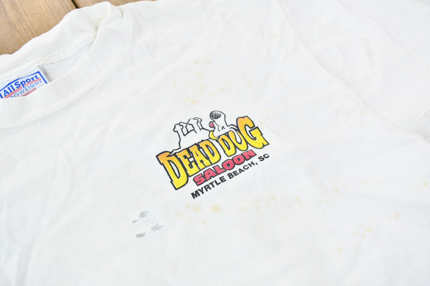 Vintage 1990s Dead Dog Saloon Myrtle Beach South Carolina Souvenir Single Stitch Graphic Travel T-Shirt Men's M from propervintagecanada