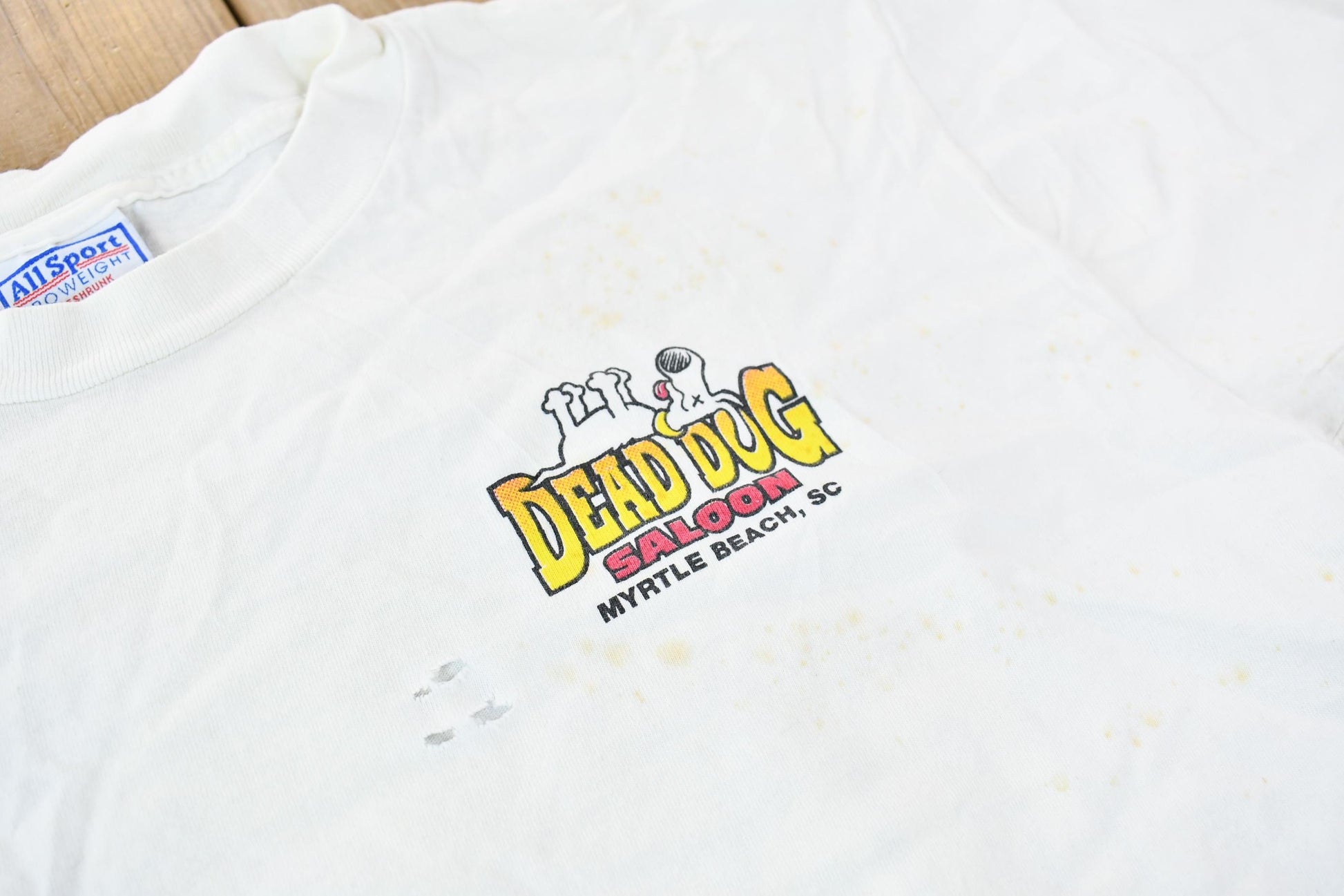 Vintage 1990s Dead Dog Saloon Myrtle Beach South Carolina Souvenir Single Stitch Graphic Travel T-Shirt Men's M from propervintagecanada