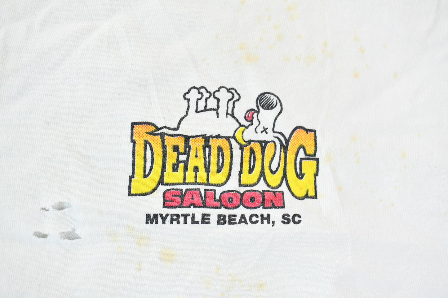 Vintage 1990s Dead Dog Saloon Myrtle Beach South Carolina Souvenir Single Stitch Graphic Travel T-Shirt Men's M from propervintagecanada