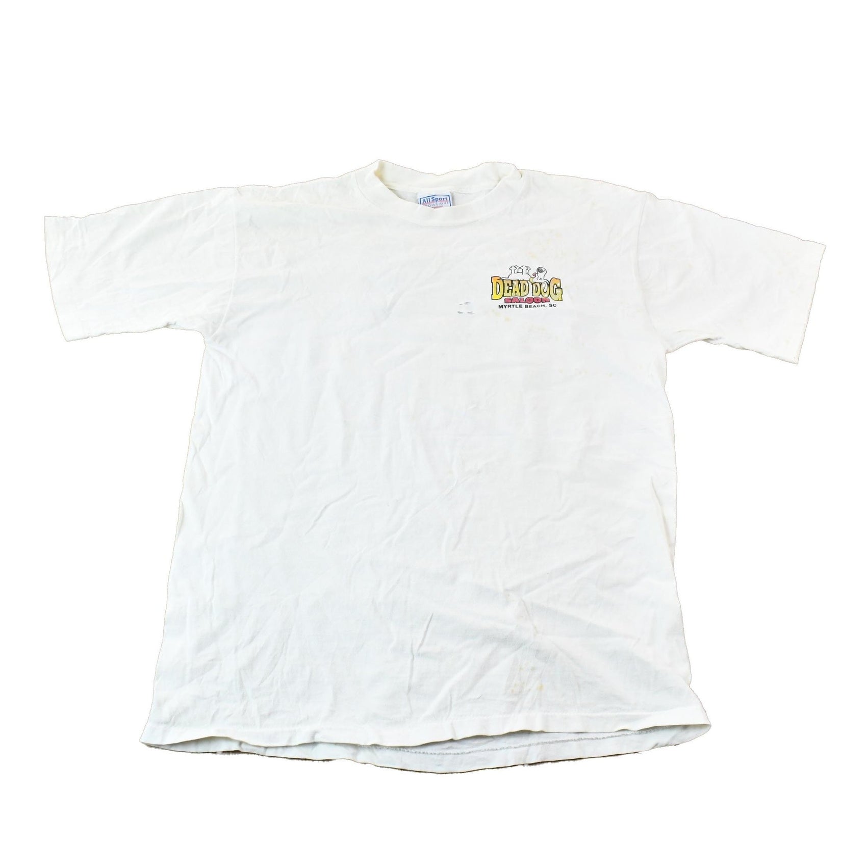 Vintage 1990s Dead Dog Saloon Myrtle Beach South Carolina Souvenir Single Stitch Graphic Travel T-Shirt Men's M from propervintagecanada