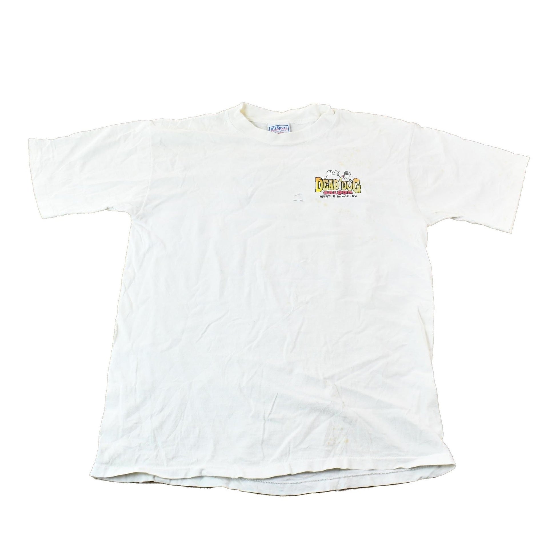 Vintage 1990s Dead Dog Saloon Myrtle Beach South Carolina Souvenir Single Stitch Graphic Travel T-Shirt Men's M from propervintagecanada