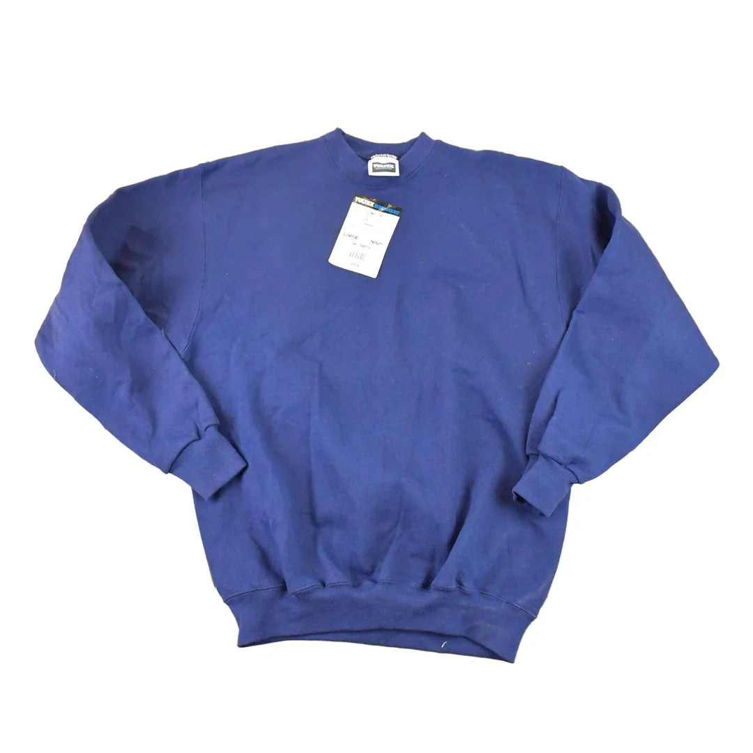 Vintage 1990s Deadstock Blank Navy Crewneck Sweatshirt Mens L from propervintagecanada