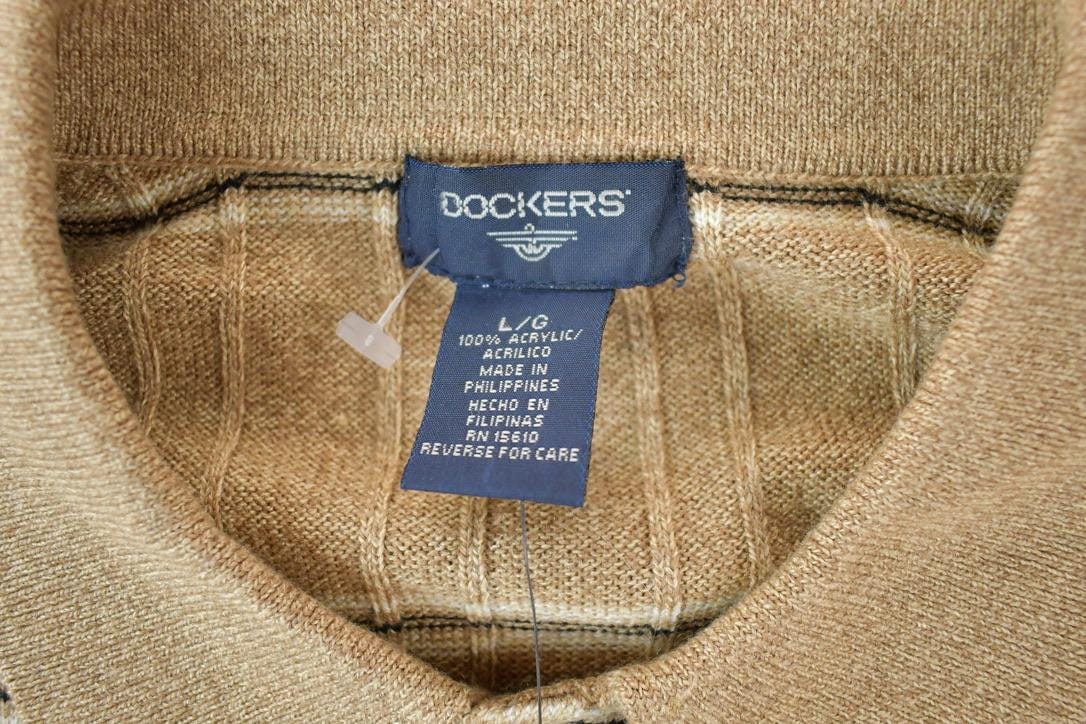 Vintage 1990s Deadstock Dockers Knit Abstract Pattern Crewneck Sweater Men's Large from propervintagecanada