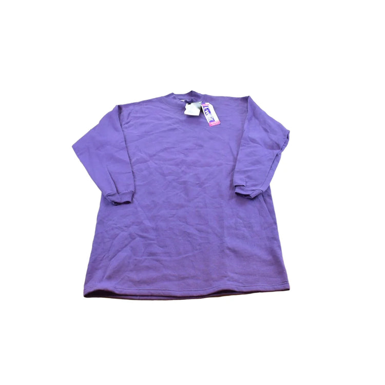 Vintage 1990s Deadstock Hanes Her Way Blank Purple Crewneck Sleep Sweatshirt Women's M Long from propervintagecanada
