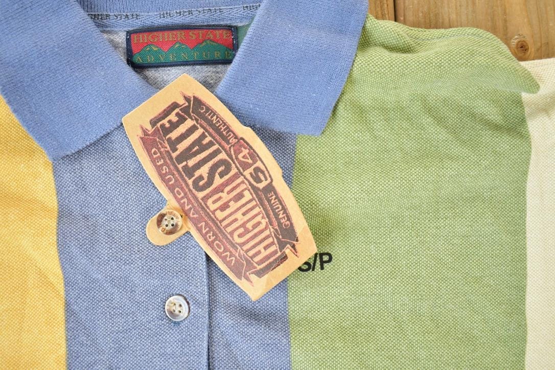 Vintage 1990s Deadstock HS Athletic Striped Long Fit Embroidered Button Up Shirt Men's L from propervintagecanada