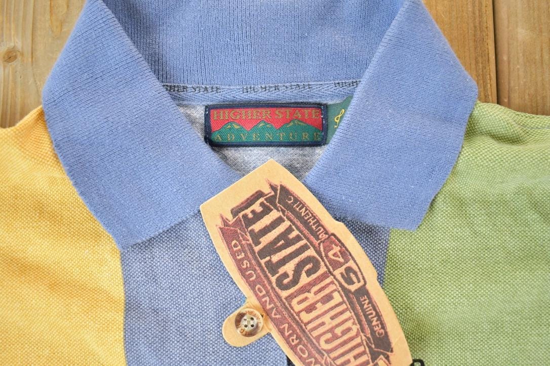 Vintage 1990s Deadstock HS Athletic Striped Long Fit Embroidered Button Up Shirt Men's L from propervintagecanada