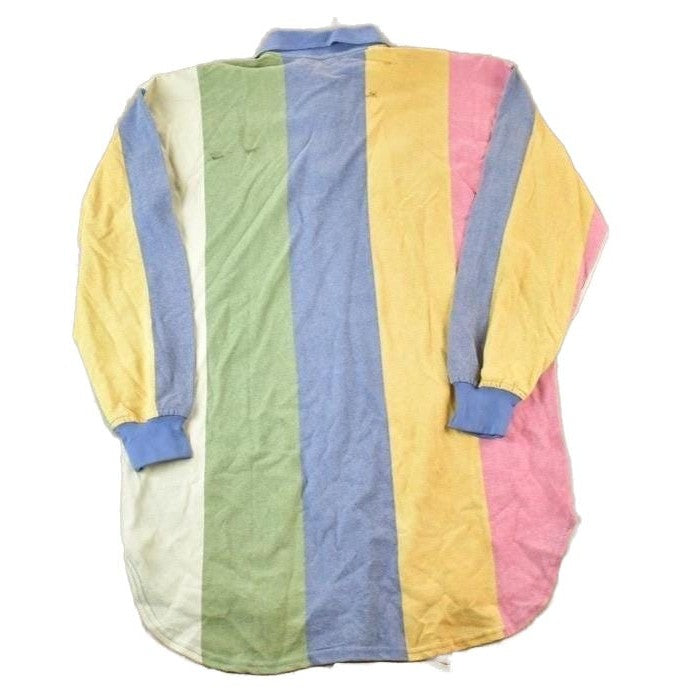 Vintage 1990s Deadstock HS Athletic Striped Long Fit Embroidered Button Up Shirt Men's L from propervintagecanada