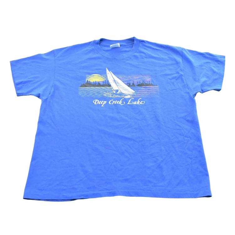 Vintage 1990s Deep Creek Lake Sailboat T-Shirt Mens XL from propervintagecanada
