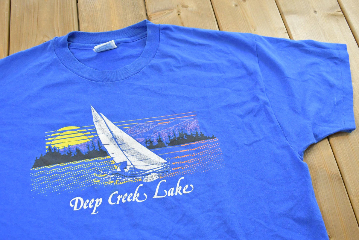 Vintage 1990s Deep Creek Lake Sailboat T-Shirt Mens XL from propervintagecanada