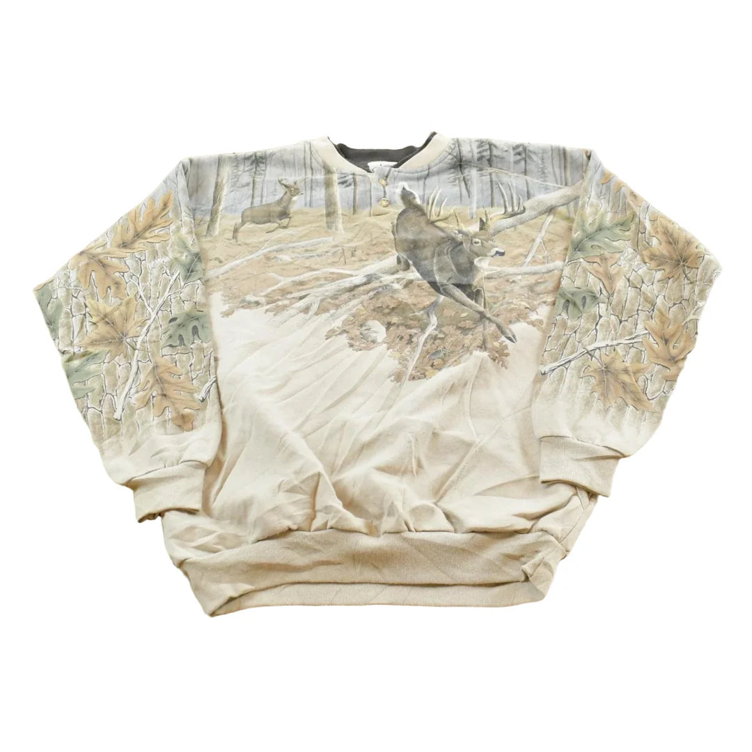 Vintage 1990s Deer Theme Collared Sweater Mens L from propervintagecanada