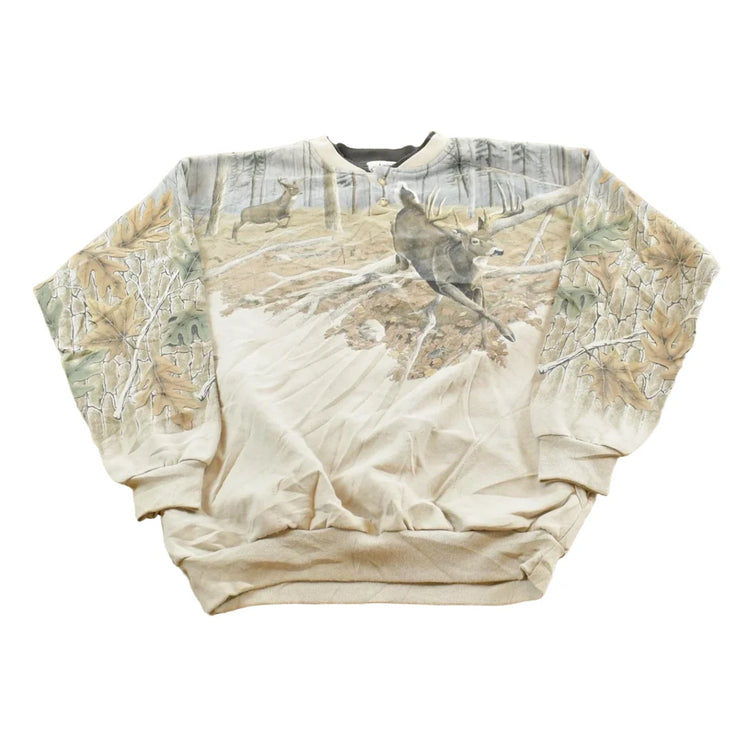 Vintage 1990s Deer Theme Collared Sweater Mens L from propervintagecanada