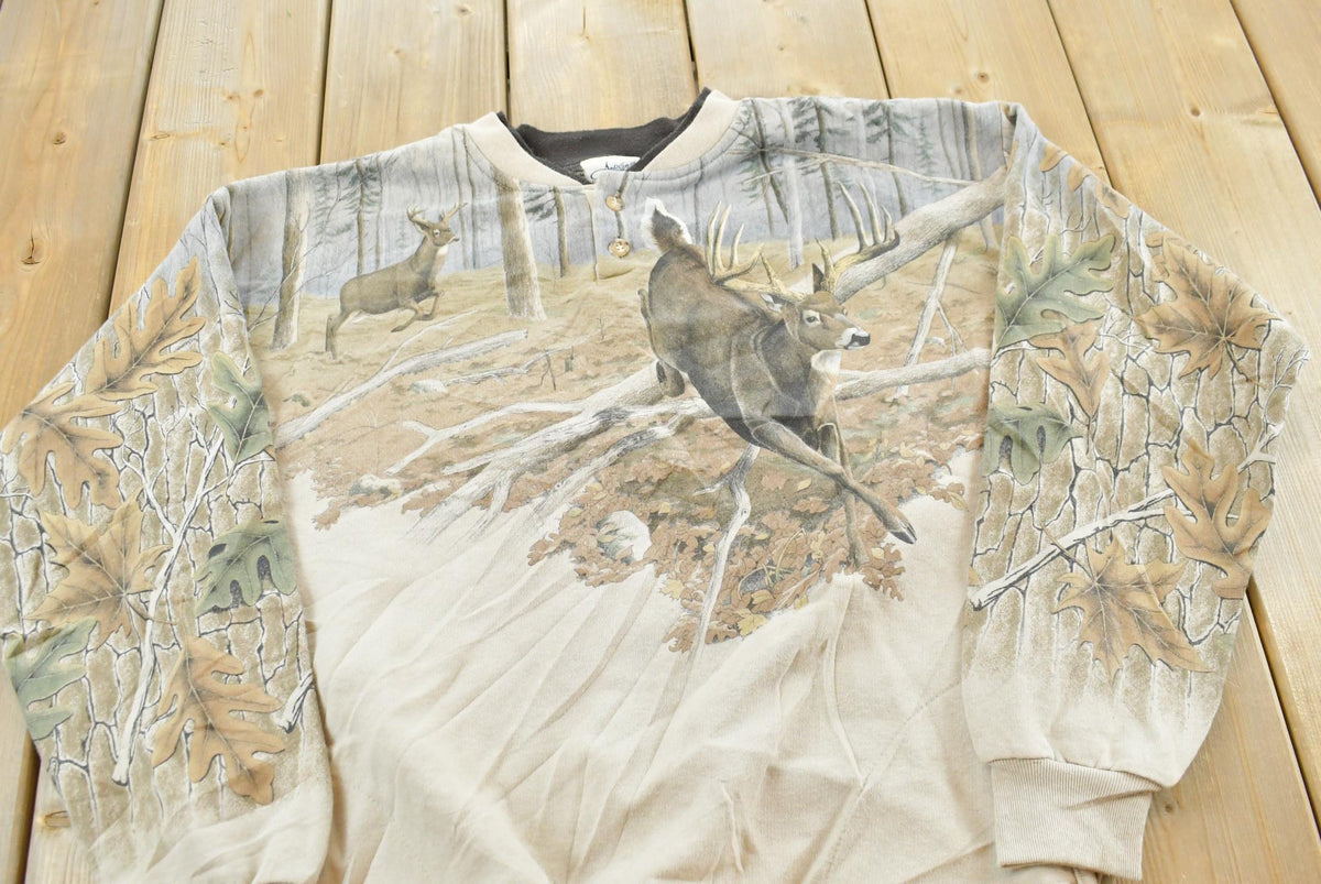 Vintage 1990s Deer Theme Collared Sweater Mens L from propervintagecanada