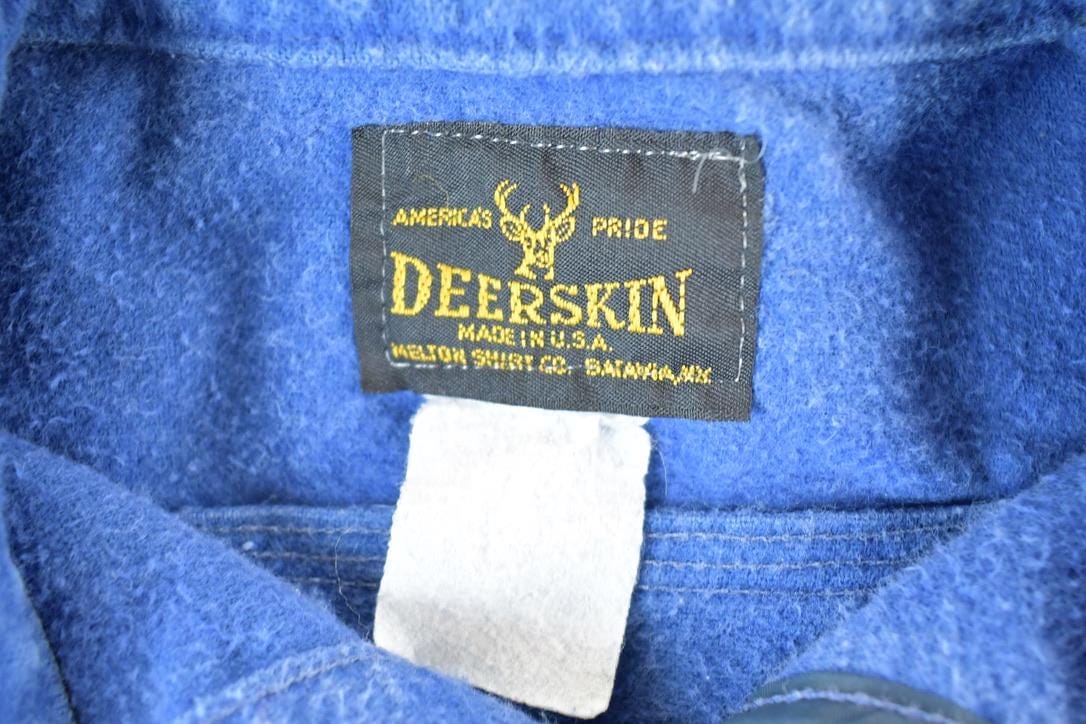 Vintage 1990s Deerskin Navy Button Up Shirt Mens M from propervintagecanada
