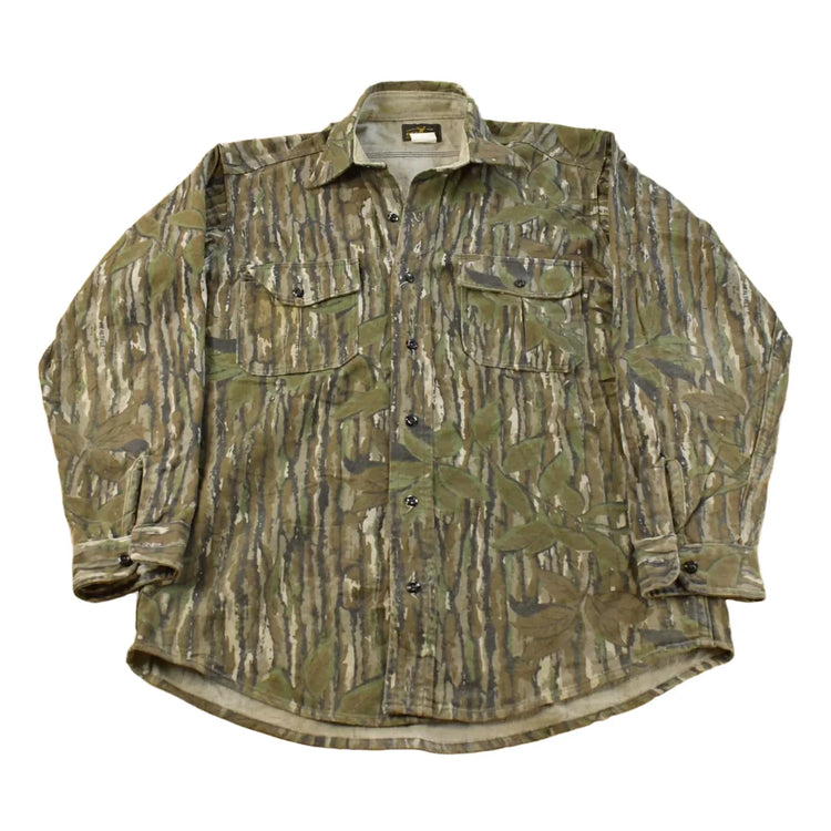 Vintage 1990s Deerskin Real Tree Camo Button Up Shirt Men's M from propervintagecanada