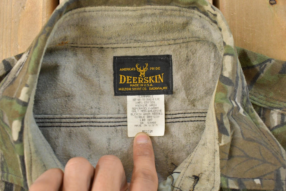 Vintage 1990s Deerskin Real Tree Camo Button Up Shirt Men's M from propervintagecanada
