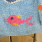 Vintage 1990s Del Mundo Wool Blend Fish Knit Cardigan Sweater Women's L / All Over Print / Pattern Sweater / Outdoors / 90s Knit from propervintagecanada