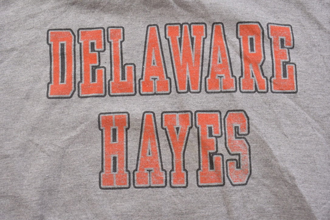 Vintage 1990s Delaware Hayes Pacers Collegiate Crewneck Men's S Short from propervintagecanada