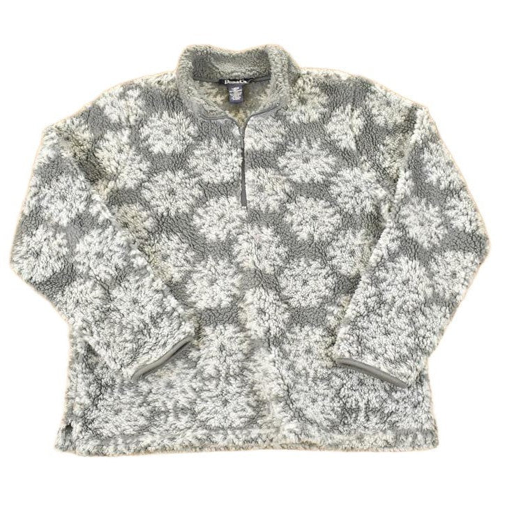 Vintage 1990s Denim And Co AOP Floral Quarter Zip Fleece Outdoorsman Sweater Women's L from propervintagecanada