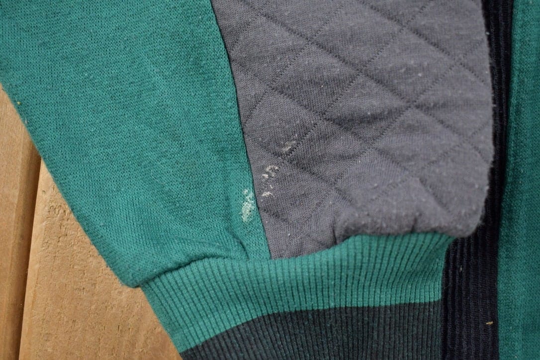 Vintage 1990s Denim Express Colour Block Quarter Button Sweatshirt Men's XL from propervintagecanada