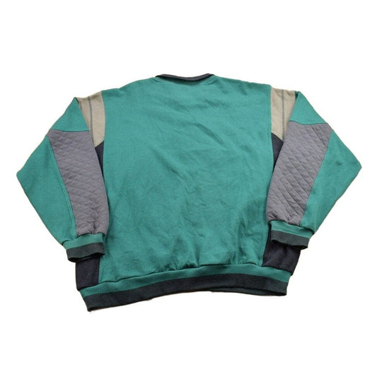 Vintage 1990s Denim Express Colour Block Quarter Button Sweatshirt Men's XL from propervintagecanada