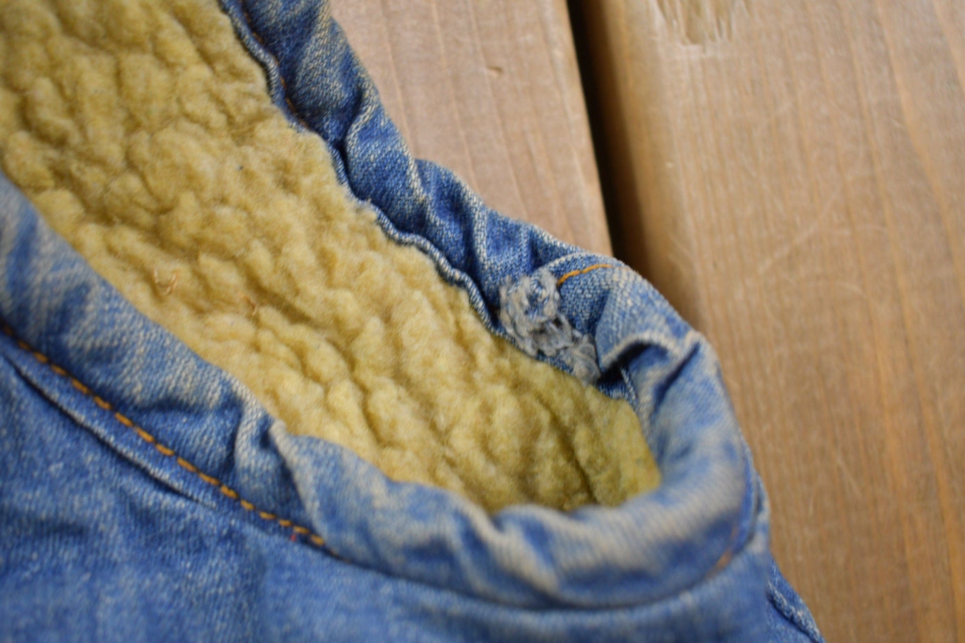 Vintage 1990s Denim Jean Sherpa Lined Vest Men's Small from propervintagecanada