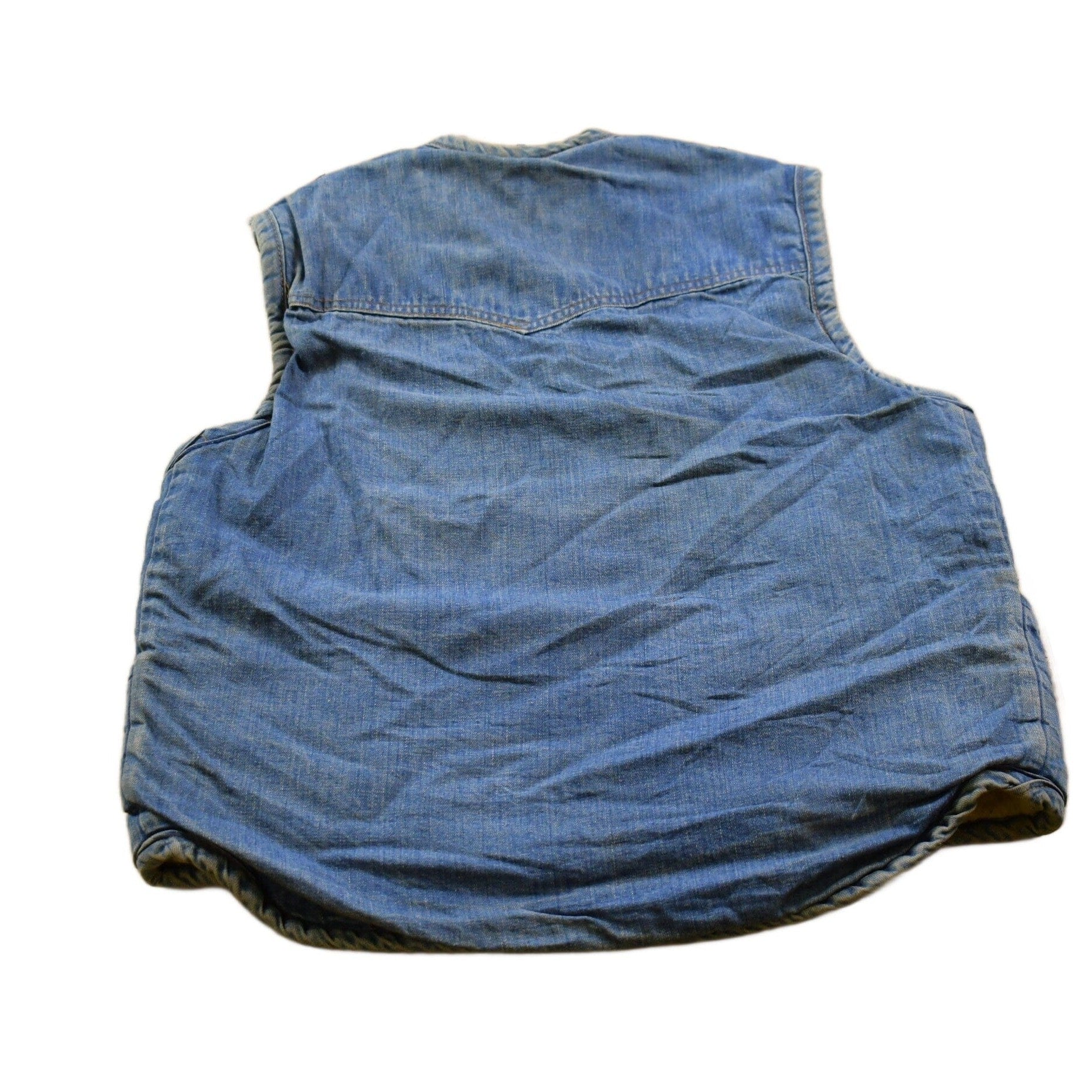 Vintage 1990s Denim Jean Sherpa Lined Vest Men's Small from propervintagecanada