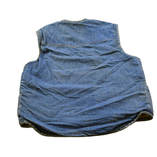 Vintage 1990s Denim Jean Sherpa Lined Vest Men's Small from propervintagecanada