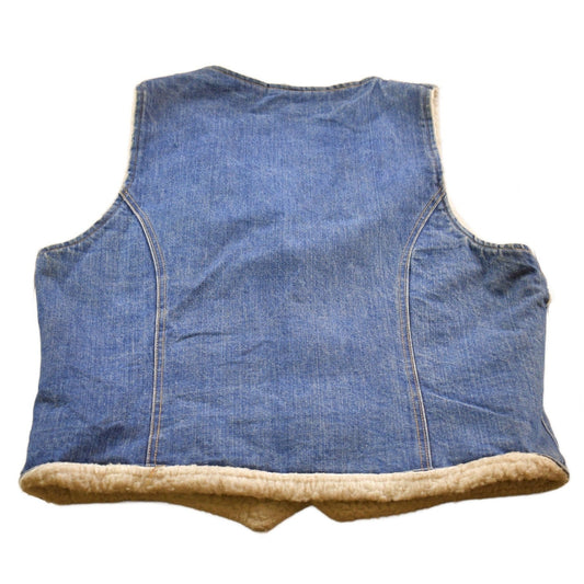 Vintage 1990s Denim Sherpa Lined Vest Men's Medium from propervintagecanada